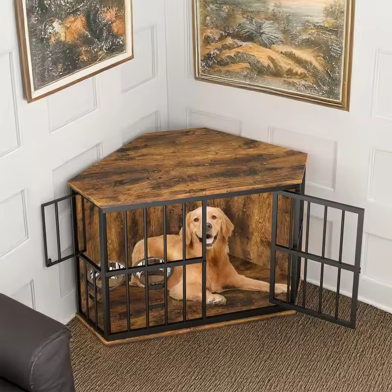 Factory Custom Corner Dog Crate Corner Side Table High Quality Furniture Dog Crate Pet Crates Corner Side Table for Dogs