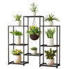 Customized Modern Black Wood Metal Plant Stand Tall Indoor Multi-Tiered Pot Stand for Living Elegant Indoor Garden Accessory