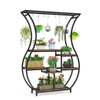 Factory Custom Multi-tier Plant Stands with Hanger Powder Coated Wood & Metal Modern Design for Indoor Home Decoration