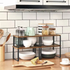 Metal Minimalist Carbon Steel Cabinet Organizer Shelf Single Tier Kitchen Counter Spice Rack Wall Mounted Detachable Expandable