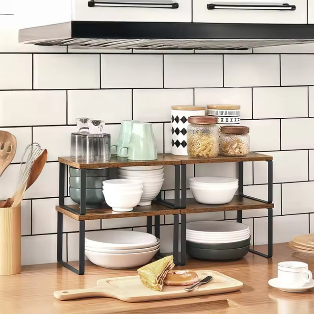 Metal Minimalist Carbon Steel Cabinet Organizer Shelf Single Tier Kitchen Counter Spice Rack Wall Mounted Detachable Expandable