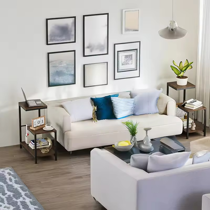 OEM & ODM G-Shaped End Small Side Table for Bedroom Living Room Bedside Table Storage Shelf for Small Spaces Bedroom Furniture