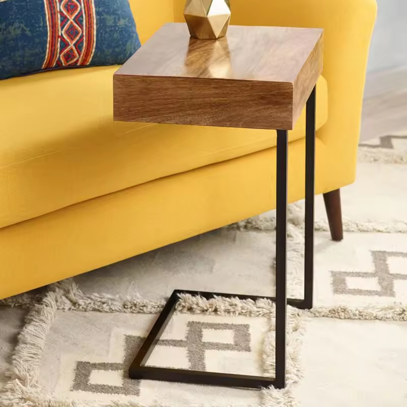 Custom Antique Bedroom Nightstand Contemporary Design Metal and Wood Coffee Table with Drawer for Living Room and Bedroom Use