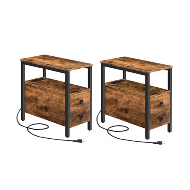 Factory Custom 24'' Tall 2 Drawer End Table Contemporary Living Room Antique Bedroom Nightstand Made Metal Wood Coffee Table