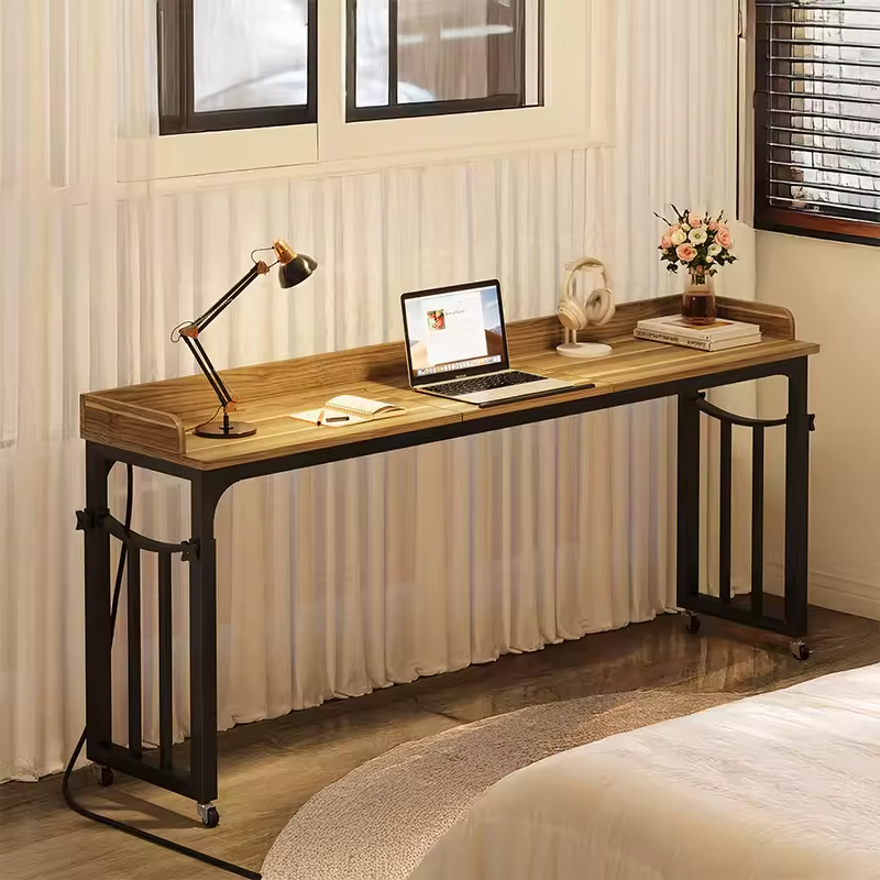 Adjustable Over-bed Rolling Desk USB Charging Station Height-Adjustable for Small Spaces Contemporary Design Wood Villa Hotel