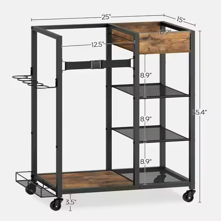 Factory Custom Single Tier Rolling Carbon Steel Modern Golf Storage Stand Rack Organizer Club Shelves Wheels Detachable Design