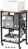 Factory Direct Sales 3-layer Stainless Steel Mobile Printer Stand Modern Printer Cart with Wheels and 2 Hooks Storage Rack
