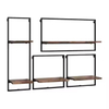 ODM OEM Coated Iron Frame Wall Shelving 4-Piece Floating Display Shelves Double Tiers Contemporary Living Room Home Storage