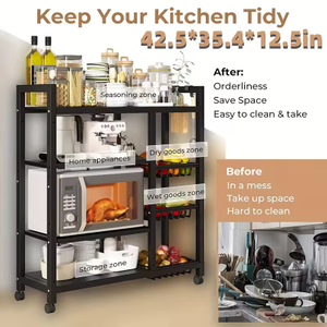 OEM/ODM 4-Tier Large Capacity Metal Kitchen Storage Rack Multi-Layer Storage Rack for Efficient Kitchen Islands Carts