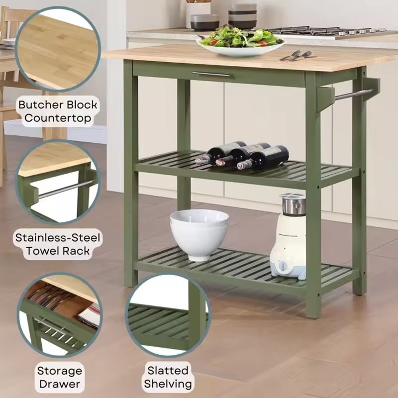 Factory Customizable Kitchen Prep Table with Drawer for Storage & Organization