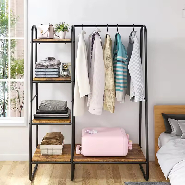 Manufacturer Custom Foldable Detachable Multifunctional Steel Four-Layer Storage Clothes Rack for Wardrobe Bathroom Living Room