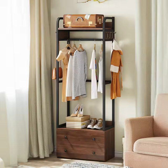 Modern Bedroom Bathroom Wall Wardrobe Multi-Use Extendable Adjustable Waterproof Portable Closet Rack Cabinet Wood+Metal Factory