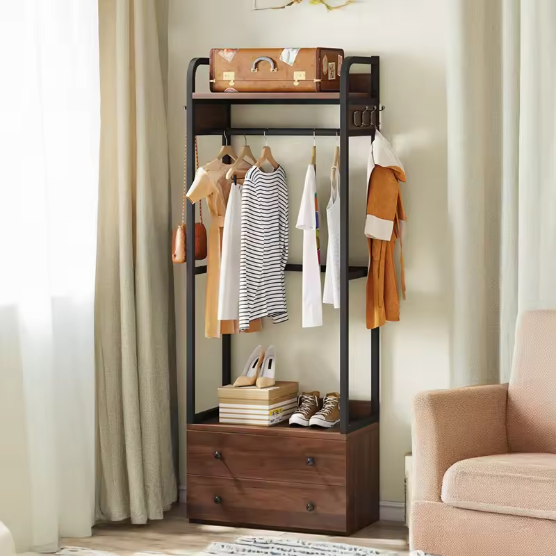 Modern Bedroom Bathroom Wall Wardrobe Multi-Use Extendable Adjustable Waterproof Portable Closet Rack Cabinet Wood+Metal Factory