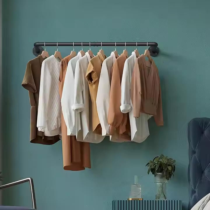 Industrial Metal Pipe Pants Hanger Wall Mount Detachable Design Strong Load-Bearing Modern for Multi-Purpose Laundry Wardrobe