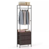 Vintage Multi-Functional Three-Layer Foldable Detachable Brown Wood+Metal Display Rack Customizable Wardrobe Bedroom Living Room