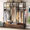 Vintage Multi-Functional Solid Color Steel Wood Structure Clothing Rack for Bedroom Wardrobe Customizable Solid Display Rack