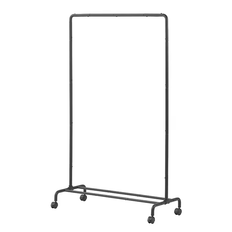 Custom Adjustable Carbon Steel Clothes Hanger Rack Base for Wardrobe Two-Tier Floor Type Metal Hanger