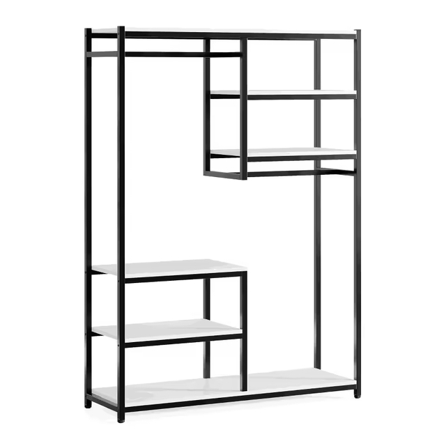 Hot Selling ODM Combined Steel Wood Storage Rack for Bedroom & Bathroom Multi-Functional Clothing Rack Direct Factory Wardrobe