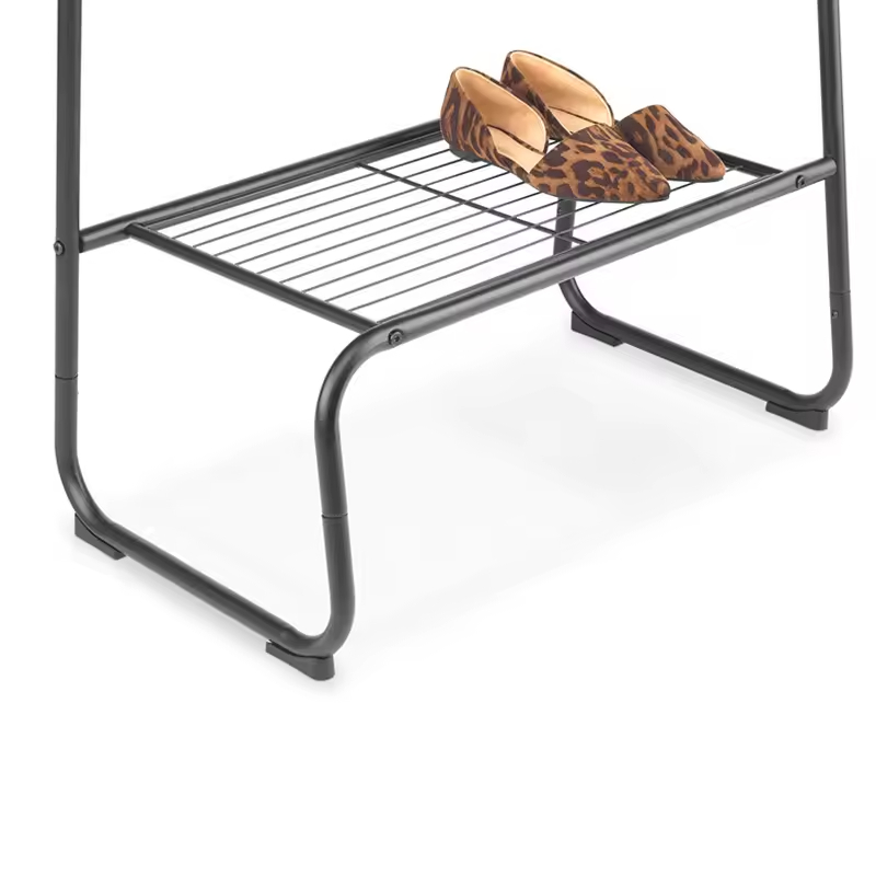 Modern Double-Tier Cloth Rack Stand Metal Furniture with Detachable Design for Wardrobe or Bathroom for Hanging Clothes Coats