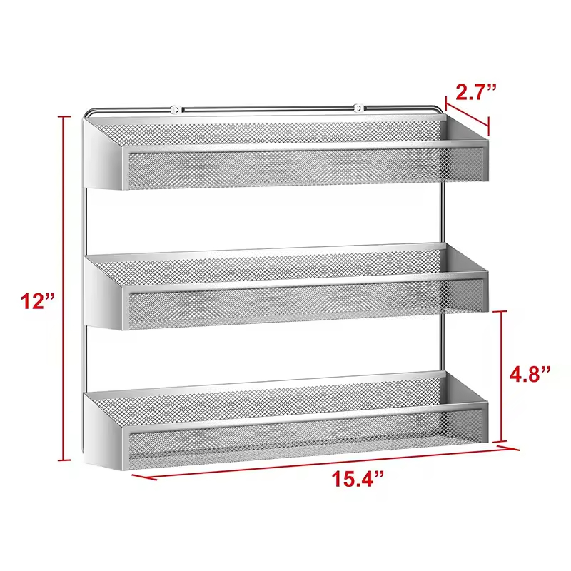 2 Pack 3-Tier Counter-Top Spice Rack Organizer Wall Mounted Storage Rack Hanging Shelf Spice Racks