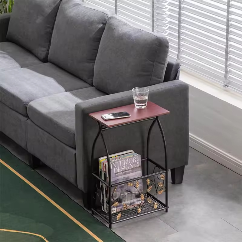 Factory ODM OEM D37W19.98H56.99cm Living Room Balcony Bed Room Coffee Sofa Corner Snace Side End Table with Basket
