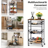 OEM/ODM 4-Tier Wood Steel Fruit Vegetable Storage Rolling Cart Power Charging Kitchen Living Room Islands Carts Wheels Factory