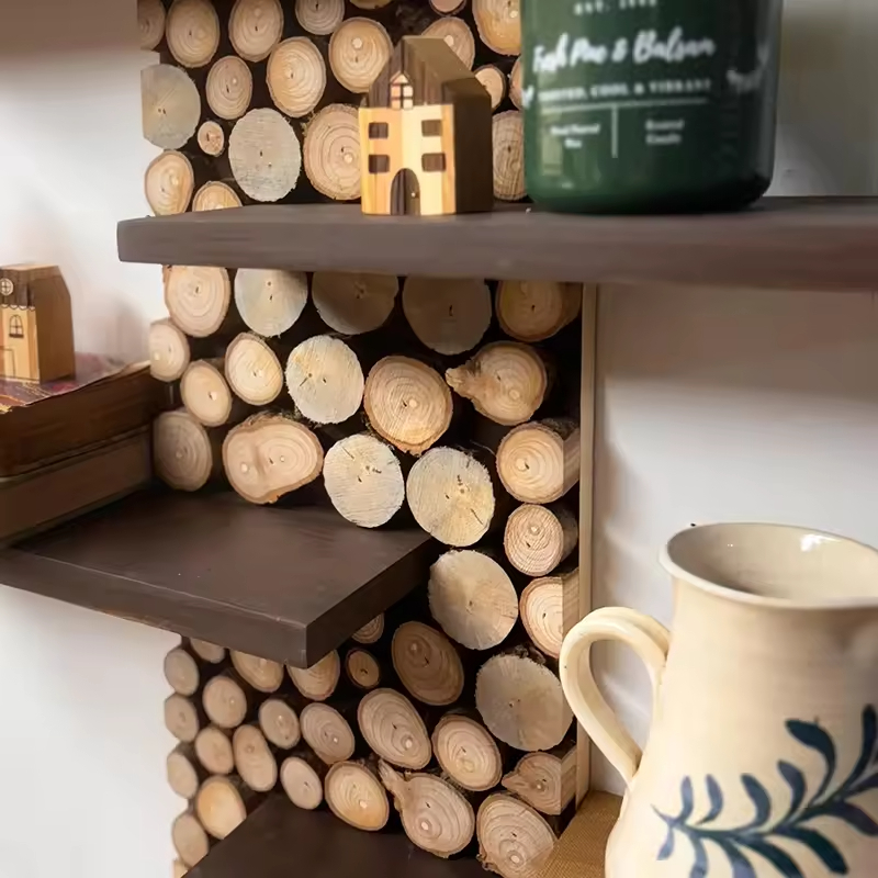 Modern Wood Rectangle Wall-mount Rack Digital Printing Plated Finish Adjustable Floor Height Grid for Potted Plant Display Wall