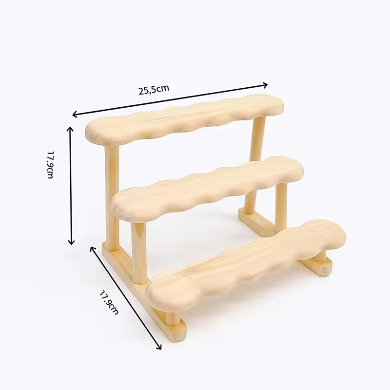 3-Tier Solid Wood Modern Display Shelf Model 20251010 for Home Cafe Use Store Showcase Perfumes Action Figures Black