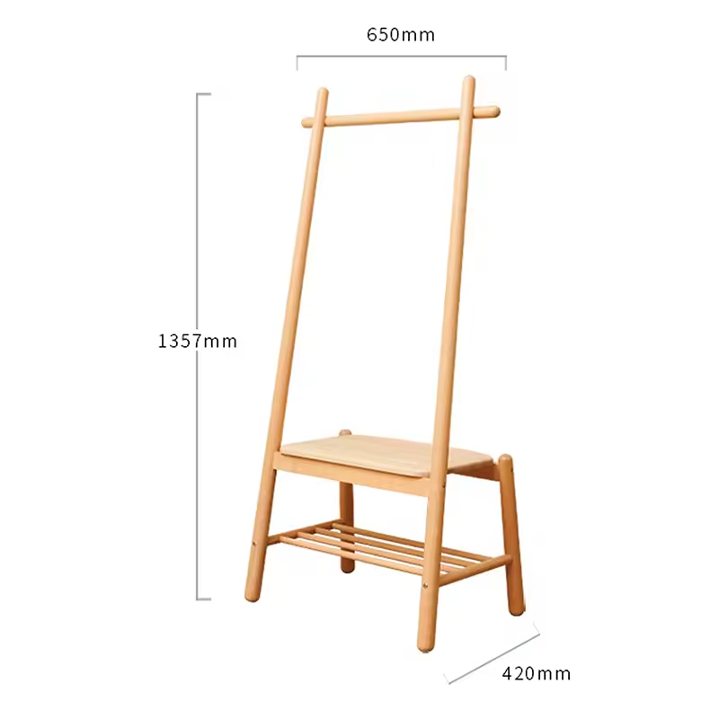 Wholesale Luxury Multifunction Space-Saving Standing Coat Hanger Modern Bamboo Coat Racks for Home Hotel Hall Workshop