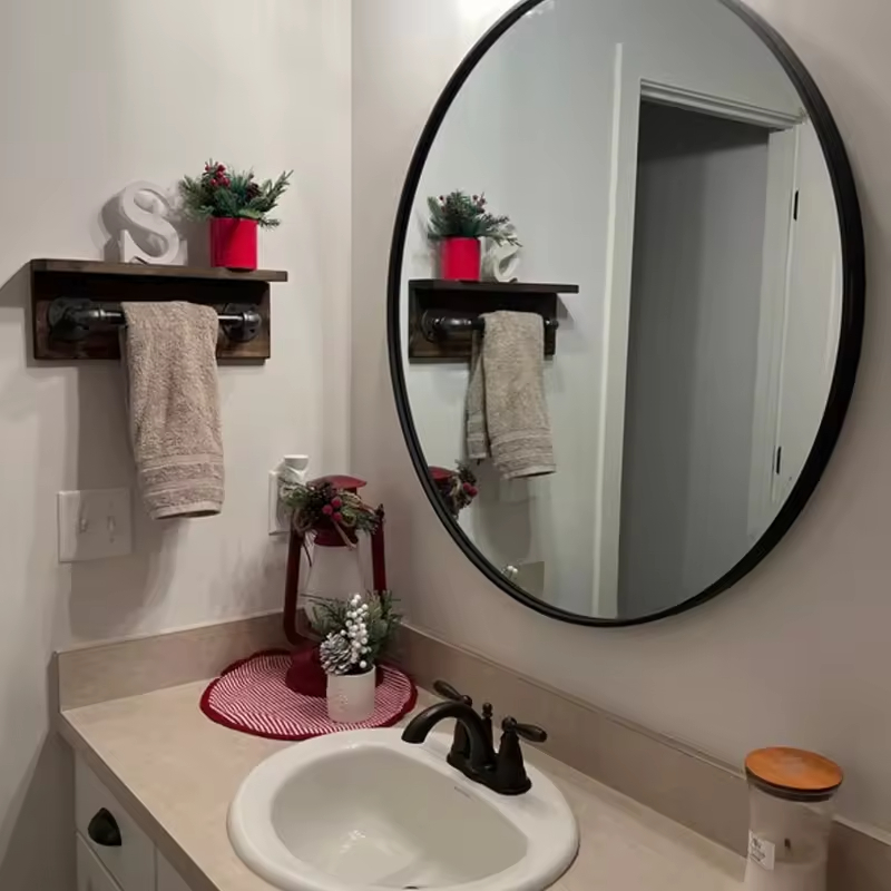 Custom Modern Rectangle Plated Live Edge Hardwood Shelves Bathroom Kitchen Rack with Bracket Long Book Floating Shelf