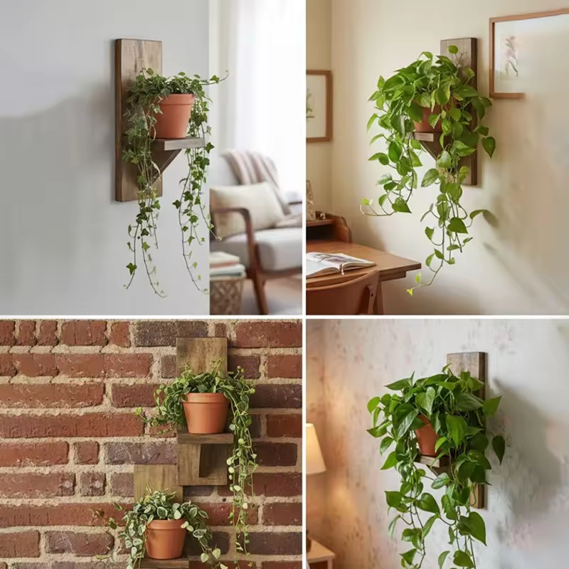 Modern Rectangle Wall Lamp with Digital Printing Creative and Personalized Solid Wood Lamps for Corridor Home Decoration