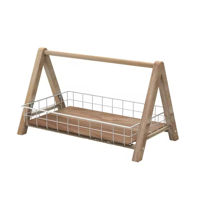 Natural Handmade Bamboo Meal Containers Bread Rack Wooden Swing Shape Design Organizer Rack