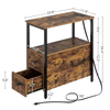 OEM ODM Custom Rustic Style Narrow Side Table 2 Wooden Drawers End Table Charging Station for Livingroom Bedside Home Furniture