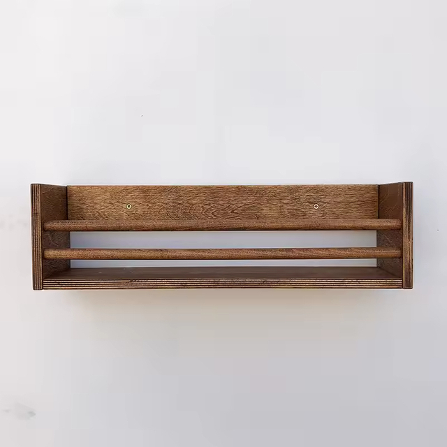 Custom Durable Space-Saving Modern Rectangle Live Edge Hardwood Shelves Bathroom Kitchen Rack Bracket Long Book Floating Shelf