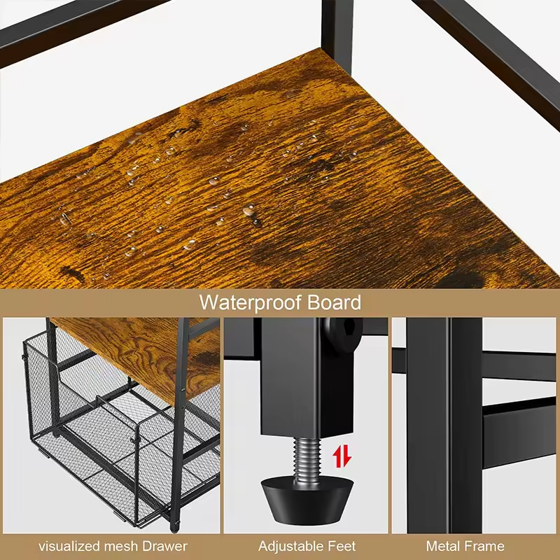 Custom 3-Tier Sliding Industrial Bookshelf Short Bookcase Organizer Factory Custom Small Bookcase & Bookshelf Storage