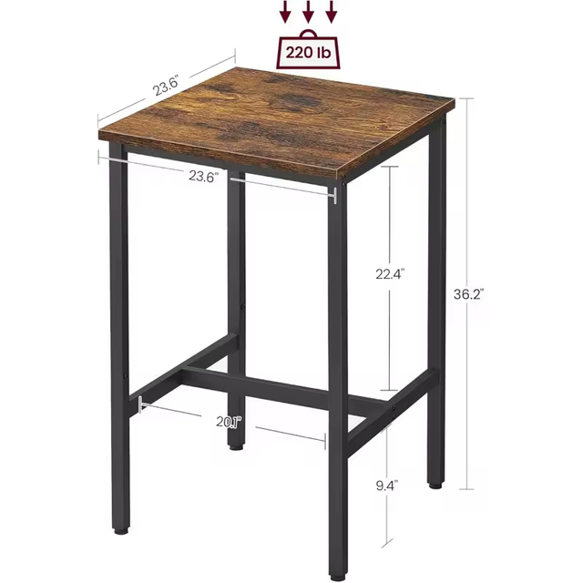 Industrial Bar Stools/Rustic Breakfast Chair with Footrest in Living Room/Party for Kitchen Brown