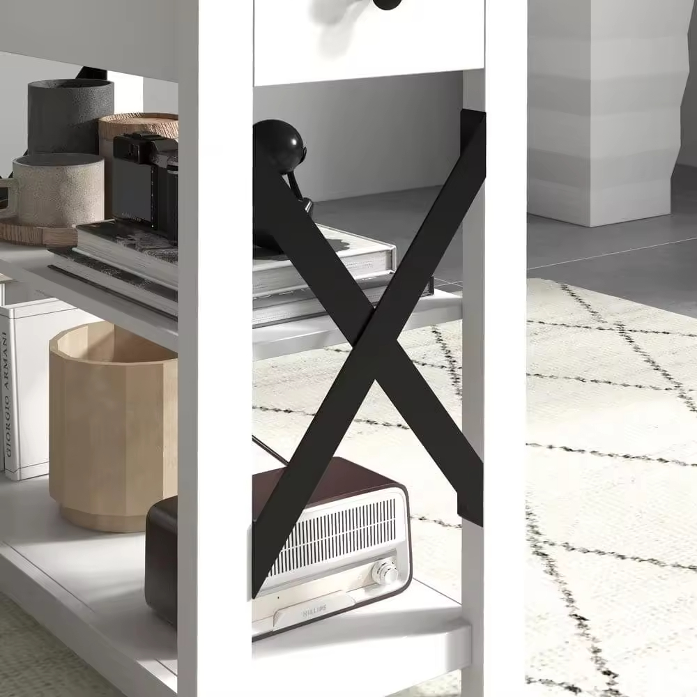 Factory ODM&OEM Side Table with Charging Station End Table with 2 USB Ports and 1 Outlet for Living Room Storage Shelves