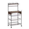 OEM/ODM Brown 5-Shelf Kitchen Storage Rack with Anti-Skid Locks and Wheels Factory Direct for Kitchen Islands & Carts