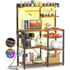 Factory Custom Large Capacity Metal and Wooden Kitchen Storage Rack Kitchen Coffee Bar with Storage Cabinet