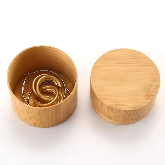 Solid Wood Covered Rectangle Earrings Necklace Jewelry Storage Small Wooden Box Modern Style Customizable Color Durable