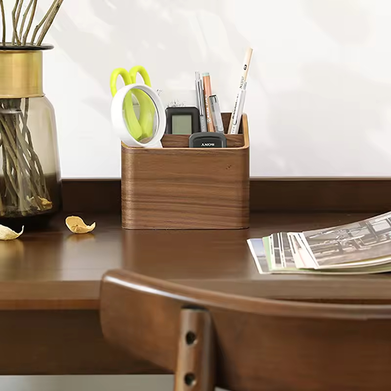 Modern Multi-Functional Creative Wooden Pen Holder Solid Wood Desktop Remote Control Storage Box Organizer Customizable
