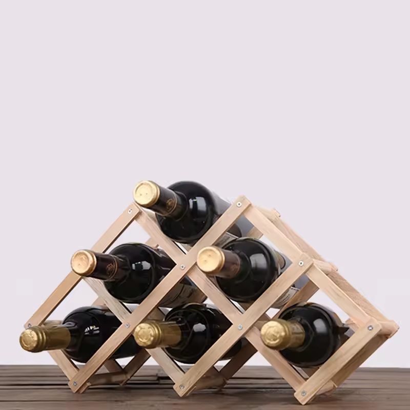 Modern Durable Space-Saving Wooden Wine Rack with Customizable Color Designed for Easy Cleaning and Home Bar Use