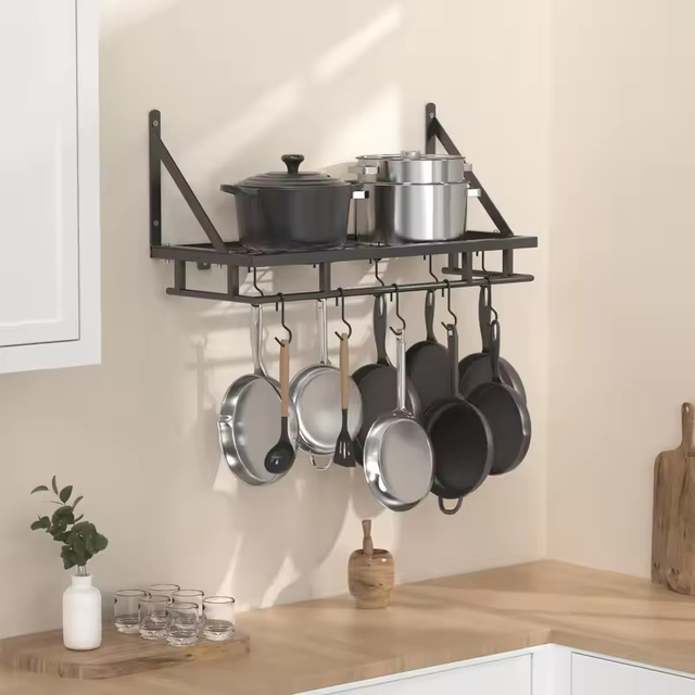Factory Custom Floor Type Stainless Steel Pot Rack Kitchen 24 Inch Hanging Spice Storage Organizer Hooks Customizable Color