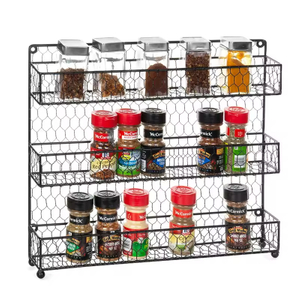 Custom Kitchen Storage Rack Single Tier 27-Jar Stainless Steel Spice Rack Floor Type Eco-Friendly Non-Folding Factory Design