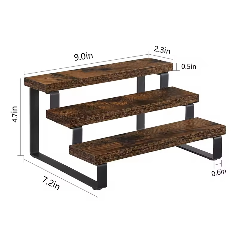 Modern Wooden Standing Type Non-Folding Display Stand Five Layers Kitchen Counter Seasoning Rack Countertop Shelving Strong