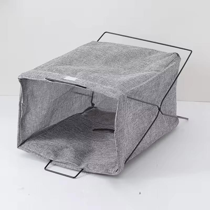 Custom Steel & Polyester Waterproof Laundry Hamper with Lid for Bathroom Bedroom Storage Standing Type for Clothing Sundries