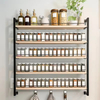 Custom 5-Tier Hanging Spice Rack Organizer Multi-Functional Steel-Wood Spice Storage Holder 5-Tier Hanging Spice Rack