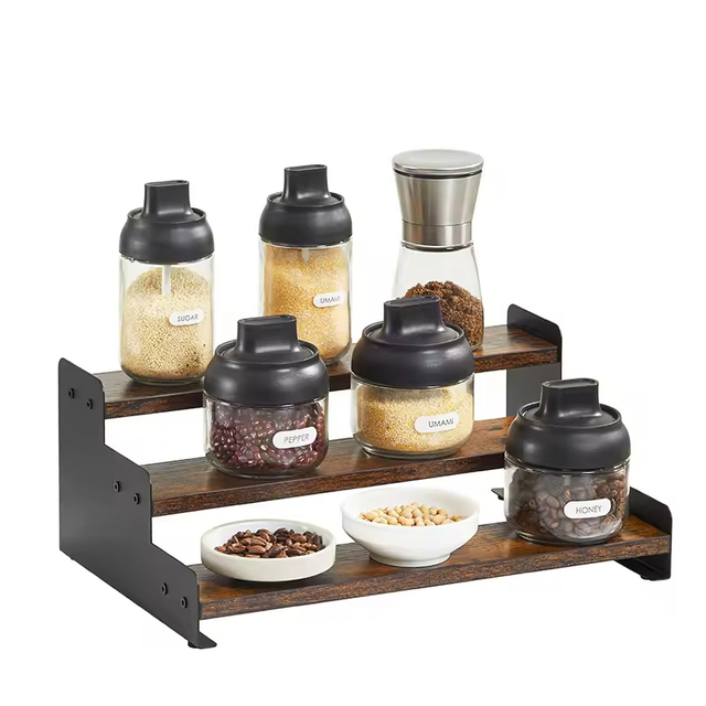Custom Extendable 3-Tier Spice Rack Set Kitchen Organizer with Storage Holders & Racks