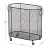 Factory Custom Laundry Cart with Wheels and FabricMetal Oval Mesh Wire Rolling Laundry Storage Basket With Ring Handles
