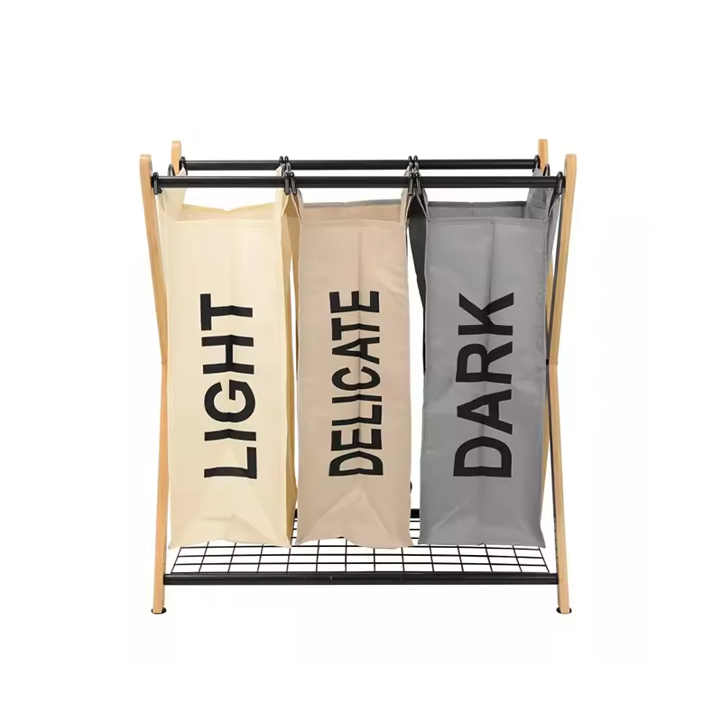 Factory OEM&ODM Collapsible Plastic Laundry Basket Laundry Basket 3 Compartments Ironing Board with Laundry Basket